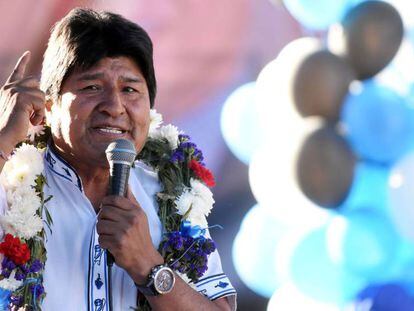 Evo Morales, durante un acto de campaña en Sucre, Bolivia.