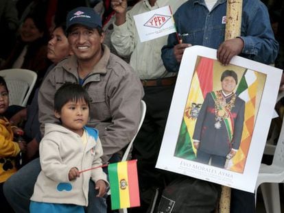 Simpatizantes de Evo Morales en Yacuiba (Bolivia).