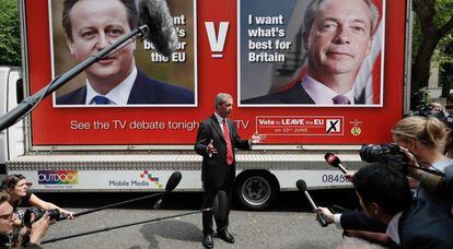 El líder del Partido por la Independencia del Reino Unido (UKIP), Nigel Farage, este martes en Londres.