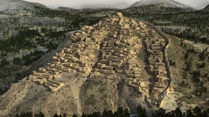 Recreación en 3D de La Bastida, cerca de la actual Totana (Murcia), uno de los principales asentamientos de la cultura argárica.