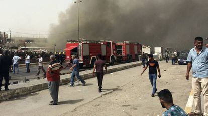 Atentado en la calle comercial de Nuevo Bagdad, en el que han muerto al menos 15 personas.