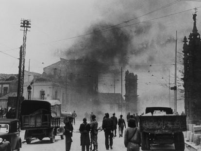 Bombardeo aéreo en Madrid, en noviembre de 1936.