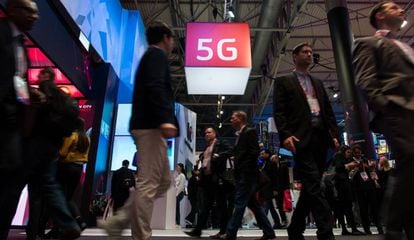 Los avances del 5G en un stand del MWC 2017 de Barcelona.