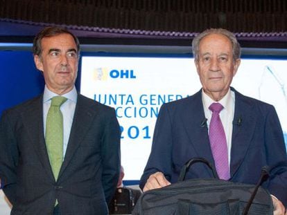 El presidente de OHL, Juan Villar-Mir, junto al primer accionista, Juan Miguel Villar Mir.