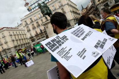Manifestación a favor de la aprobación de una ley estatal de vivienda, este mes en Madrid.