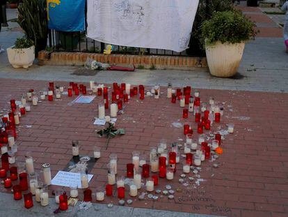 Velas en Málaga en memoria de Julen. 