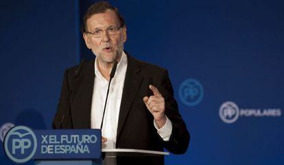 El president del Govern, Mariano Rajoy, durant la seva intervenció a la clausura de l'escola d'estiu del seu partit a Lloret de Mar.