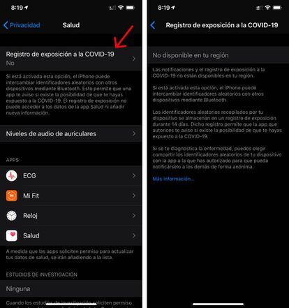 Herramientas anti-Covid en iOS 13.5.