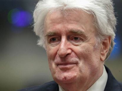 El exlíder serbiobosnio Radovan Karadzic, el 23 de abril en el Tribunal especial para la antigua Yugoslavia en La Haya.