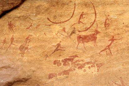 Pinturas rupestres encontradas en el Sáhara.