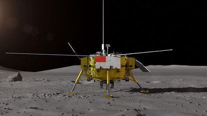 El éxito del alunizaje, que no se anunció de forma oficial hasta aproximadamente dos horas después de haberse producido, supone un hito más para el ambicioso programa espacial del país asiático, aún lejos del de Estados Unidos en financiación pero convertido en una prioridad absoluta para las autoridades. En la imagen, recreación de la nave 'Chang'e-4' en la Luna facilitada por el Centro de Ingeniería Espacial y Exploración Lunar de la Administración Nacional Espacial de China.