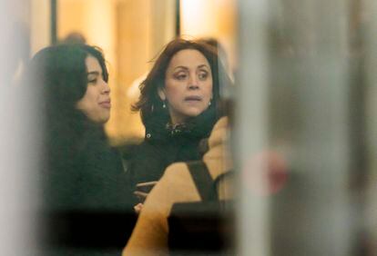 Linda Cristina Pereyra, esposa de García Luna, a su llegada al primer día de juicio contra su esposo, el 23 de enero.