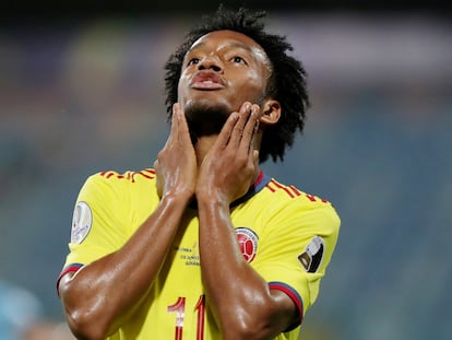 Juan Cuadrado, futbolista de Colombia, durante la Copa América 2021.