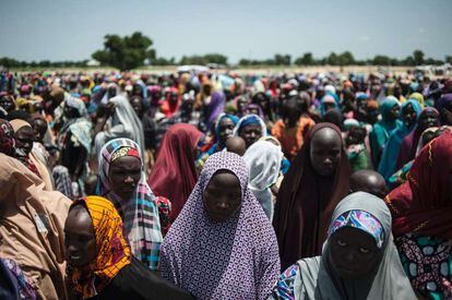 Campo de refugiados de en el Estado de Borno (Nigeria), territorio de Boko Haram, en septiembre de 2016.