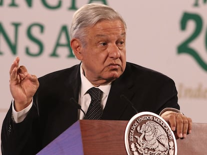 El presidente de México, Andrés Manuel López Obrador, durante una conferencia de prensa matutina.