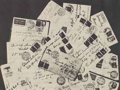 Postales y sobres de cartas de soldados italianos en el frente de Guadalajara (1937). Del 'Libro Blanco Español: La invasión italiana de España'.