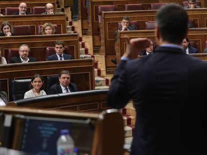 Pedro Sánchez durante la sesión de control al Gobierno, el paasdo miércoles.