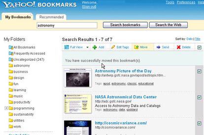 El portal ha realizado un diseño más atractivo para Yahoo! Bookmarks, que ahora permite etiquetar o compartir con otros internautas las direcciones de páginas <i>web</i>.