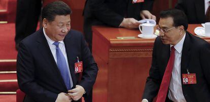 El primer ministro Li Keqiang (a la derecha) con el presidente chino Xi Jinping. 