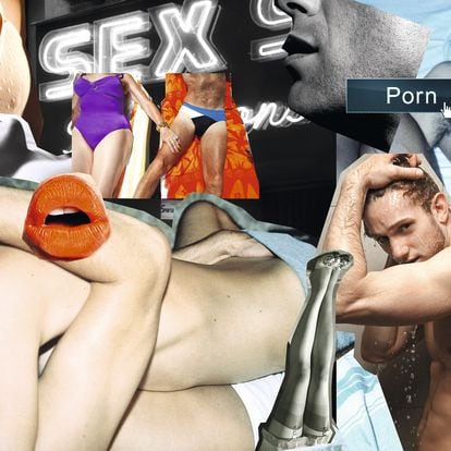 Un collage con imágenes sexualizadas.