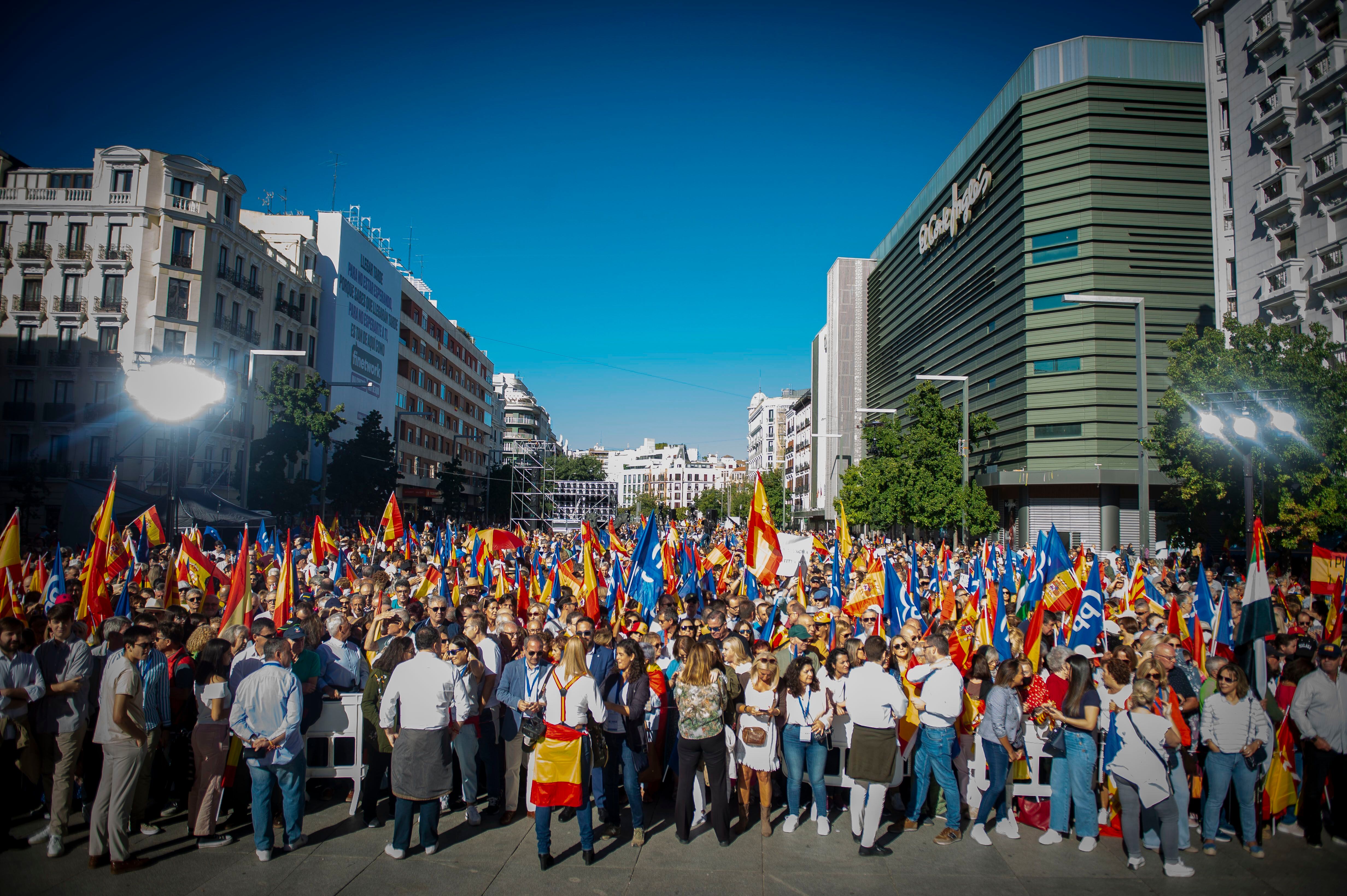 Manifestación del PP en Madrid contra una potencial amnistía.