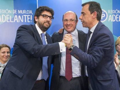 Fernando López Miras, Pedro Antonio Sánchez y Fernado Martínez Maillo.