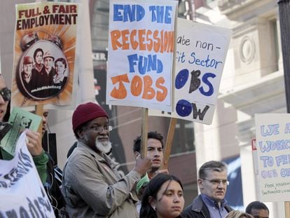 Una manifestación en la que ciudadanos estadounidenses pedían más empleos, en San Francisco, California, el 15 de septiembre de 2010.