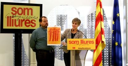Joan Mena y Dolors Camats, el día de la presentación de la campaña en favor del 9-N.
