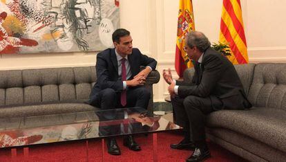 Reunión entre Pedro Sánchez y Quim Torra en Barcelona. Vídeo: Llegada a Pedralbes.