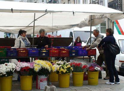 Mercado tradicional de los jueves en la Plaza Mayor de Viveiro, Galicia