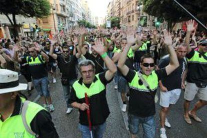 Manifestación de policías en Valencia.