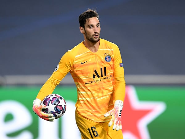 Soccer Football - Champions League - Semi Final - RB Leipzig v Paris St Germain - Estadio da Luz, Lisbon, Portugal - August 18, 2020  Paris St Germain's Sergio Rico, as play resumes behind closed doors following the outbreak of the coronavirus disease (COVID-19)  David Ramos/Pool via REUTERS