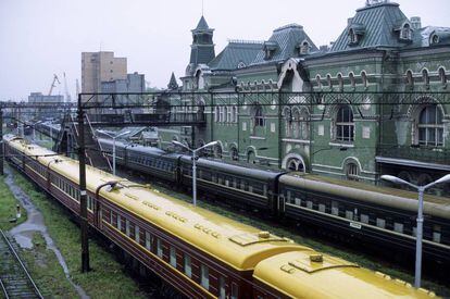 El Transiberiano en la estación de Vladivostok (Rusia).