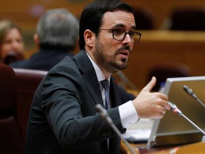 El ministro de Consumo, Alberto Garzón, en una comparecencia en el Senado.  EFE