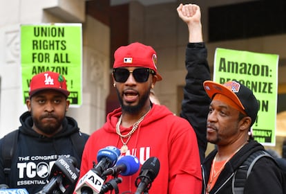 Christian Smalls, who managed to unionize an Amazon warehouse in Staten Island, after the vote on April 1.