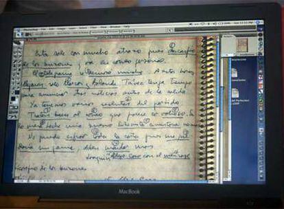 Fotografía digital de una de las páginas del diario que escribió Ernesto Guevara en Bolivia