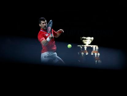 Djokovic, durante el partido contra Norrie en el Martín Carpena de Málaga.