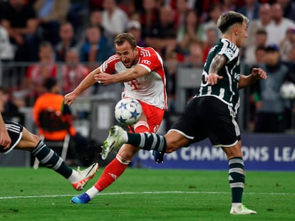 Harry Kane durante el partido entre el Bayern Munich y el Manchester United.