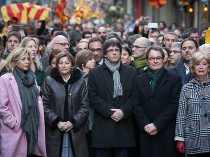 Ortega, Forcadell, Puigdemont, Mas i Rigau, cam&iacute; del TSJC.