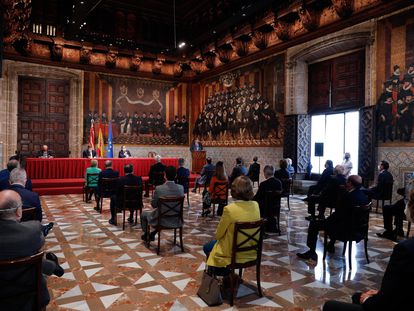 Ceremonia en la que este martes se han fallado los premios Rey Jaime I en el Palau de la Generalitat.