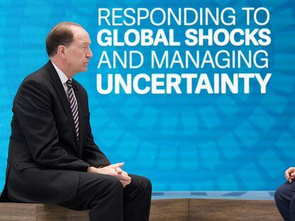 El presidente del Banco Mundial (BM), David Malpass, y la directora gerente del Fondo Monetario Internacional (FMI) Kristalina Georgieva, en una imagen de abril pasado.