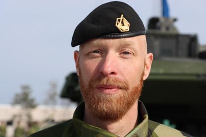 Magnus Frykvall, en abril en la base del Regimiento de Gotland.
