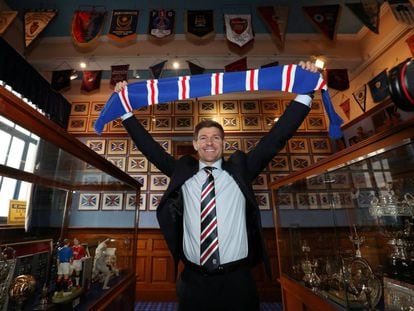 Steven Gerrard, en su presentación como entrenador del Rangers.