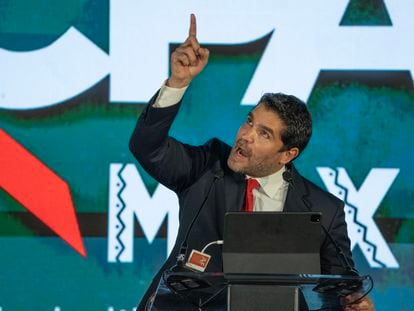 Eduardo Verástegui durante la clausura de la Conferencia Política de Acción Conservadora en Ciudad de México el 19 de noviembre 2022.