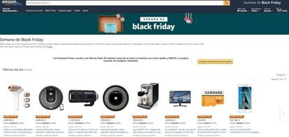 Ofertas del día destacadas en la página de la 'Semana el Black Friday' en Amazon.