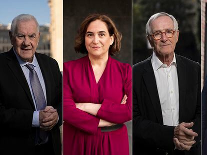 De izq. a dcha. Ernest Maragall, Ada Colau, Xavier Trias y Jaume Collboni.