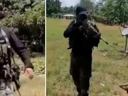 Capturas de un video difundido en redes en el que se ve a militares intimidar a campesinos en Tierralta.