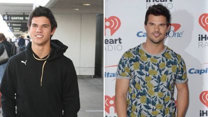 Taylor Lautner, en 2008 (izquierda) y en 2018 (derecha).
