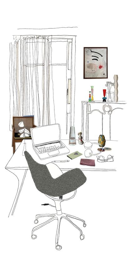 La silla de trabajo en casa, si no se dispone de espacio destinado a despacho, debe tratar de integrarse en la decoración del espacio, sin renunciar, obviamente, a la comodidad.