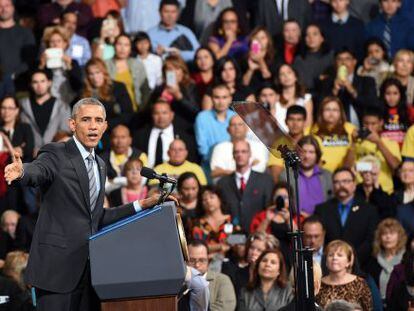 Obama, durante su acto en Las Vegas.